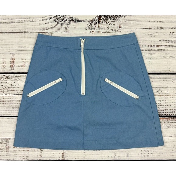 Vtg Y2 See‎ By Chloe Blue Mini Skirt Zipper Paris Hilton Britney Spears Sz 6 - Picture 1 of 3